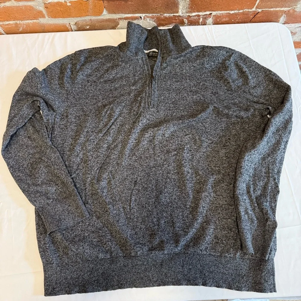 Banana Republic Cashmere Cotton Blend Men's Gray‎ Half-Zip Sweater